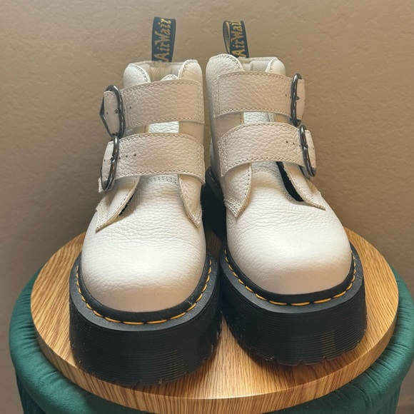 Dr Marten Devon Heart Buckle Platform Boots - Picture 3 of 4